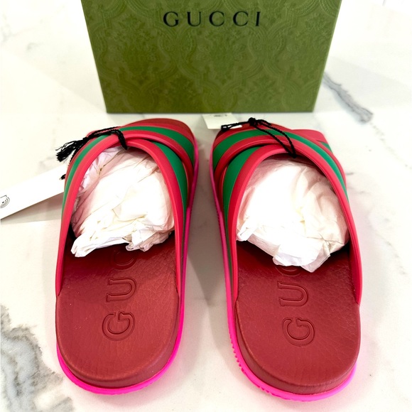 Gucci Rubber Web Stripe Sandals - Picture 3 of 8
